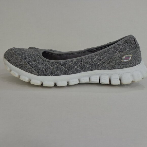 Skechers Ez Flex 2 Spruced Up Quilted Gray Slip On Memory Foam Shoe Wmn's Sz 8.5 - Picture 1 of 6
